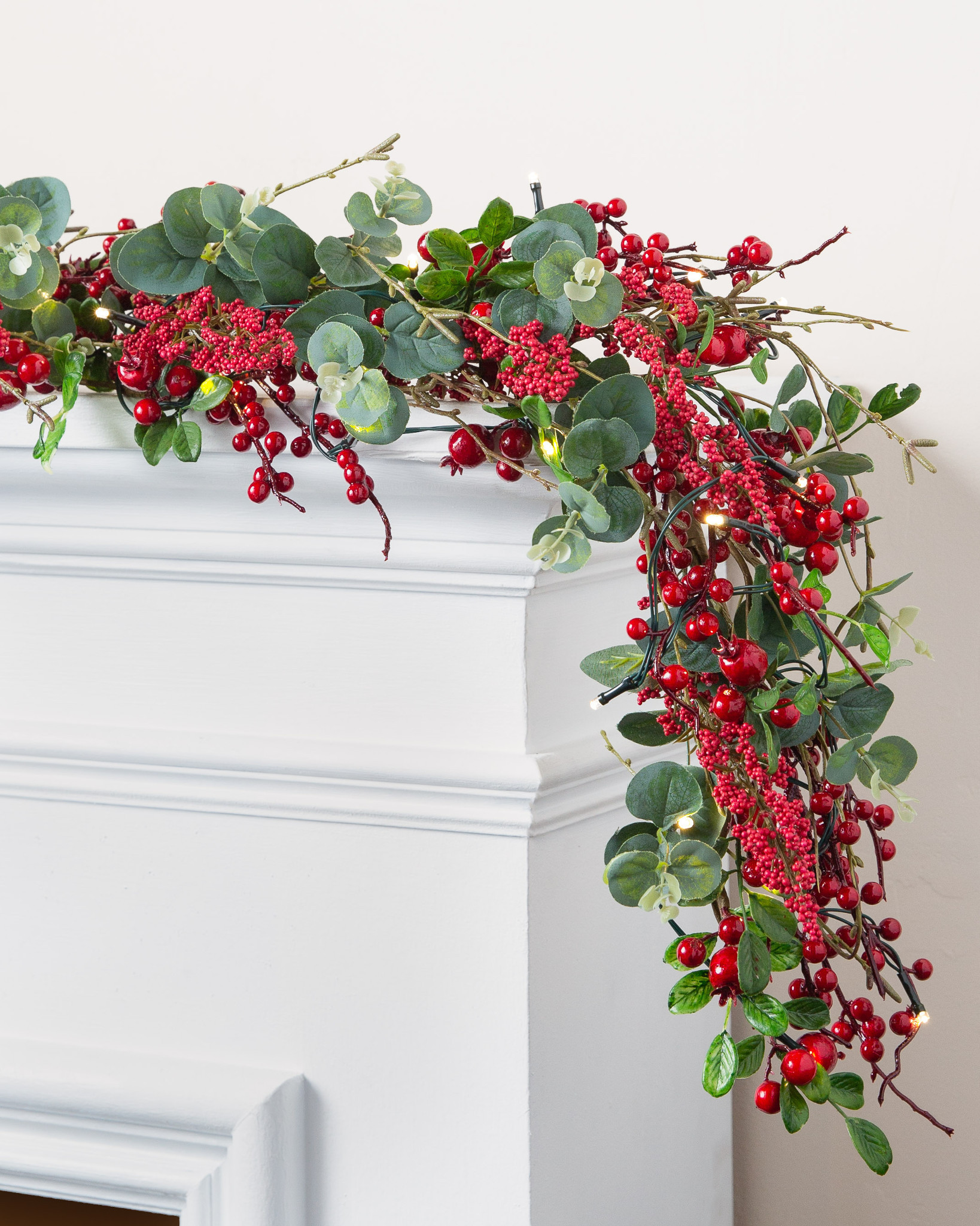 Red Berry & Eucalyptus Artificial Wreaths and Garlands Foliage